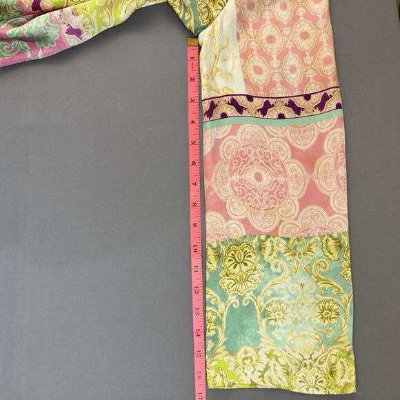 Zara blouse women small multicolor pastel satin feel trumpet long sleeve pink - Picture 12 of 12